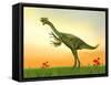 Gigantoraptor Dinosaur on Green Grass by Sunset-null-Framed Stretched Canvas