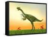 Gigantoraptor Dinosaur on Green Grass by Sunset-null-Framed Stretched Canvas