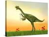 Gigantoraptor Dinosaur on Green Grass by Sunset-null-Stretched Canvas