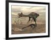 Gigantoraptor Dinosaur Walking on Rocky Terrain-null-Framed Art Print