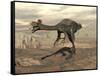 Gigantoraptor Dinosaur Walking on Rocky Terrain-null-Framed Stretched Canvas