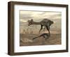 Gigantoraptor Dinosaur Walking on Rocky Terrain-null-Framed Art Print