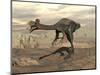 Gigantoraptor Dinosaur Walking on Rocky Terrain-null-Mounted Art Print