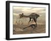 Gigantoraptor Dinosaur Walking on Rocky Terrain-null-Framed Art Print