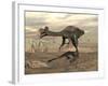 Gigantoraptor Dinosaur Walking on Rocky Terrain-null-Framed Art Print