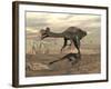 Gigantoraptor Dinosaur Walking on Rocky Terrain-null-Framed Art Print