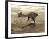 Gigantoraptor Dinosaur Walking on Rocky Terrain-null-Framed Art Print