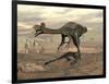 Gigantoraptor Dinosaur Walking on Rocky Terrain-null-Framed Art Print