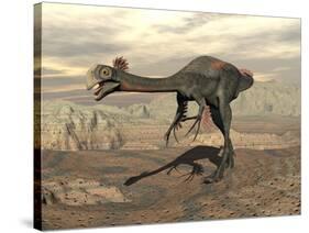 Gigantoraptor Dinosaur Walking on Rocky Terrain-null-Stretched Canvas