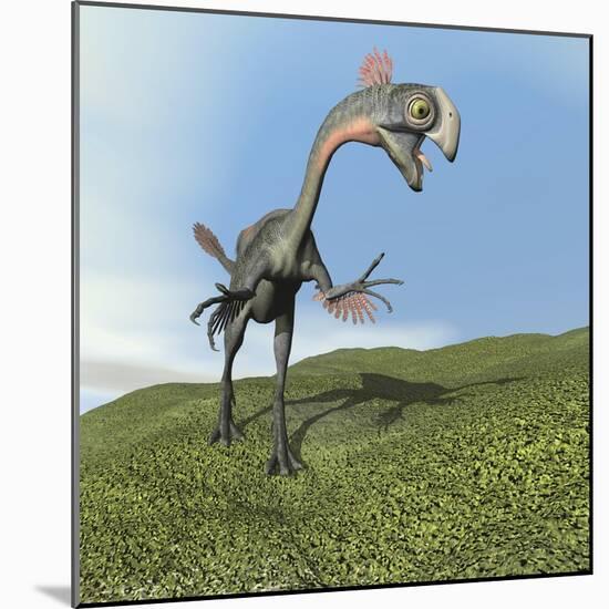 Gigantoraptor Dinosaur-null-Mounted Art Print