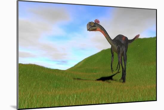 Gigantoraptor in a Grassy Field-null-Mounted Art Print