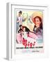 Gigi, Maurice Chevalier, Louis Jourdan, Leslie Caron on French poster art, 1958-null-Framed Art Print