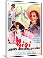 Gigi, Maurice Chevalier, Louis Jourdan, Leslie Caron on French poster art, 1958-null-Mounted Art Print