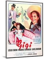 Gigi, Maurice Chevalier, Louis Jourdan, Leslie Caron on French poster art, 1958-null-Mounted Art Print