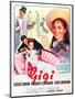 Gigi, Maurice Chevalier, Louis Jourdan, Leslie Caron on French poster art, 1958-null-Mounted Art Print