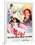 Gigi, Maurice Chevalier, Louis Jourdan, Leslie Caron on French poster art, 1958-null-Framed Art Print