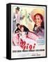 Gigi, Maurice Chevalier, Louis Jourdan, Leslie Caron on French poster art, 1958-null-Framed Stretched Canvas