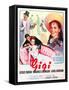 Gigi, Maurice Chevalier, Louis Jourdan, Leslie Caron on French poster art, 1958-null-Framed Stretched Canvas