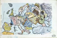 Postcard Depicting the Countries of Europe as Women-Gil Baer-Giclee Print