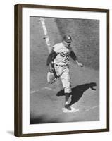 Gil Hodges Wearing Baseball Cap Running to Base During World Series Game-null-Framed Premium Photographic Print