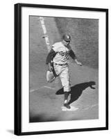 Gil Hodges Wearing Baseball Cap Running to Base During World Series Game-null-Framed Premium Photographic Print