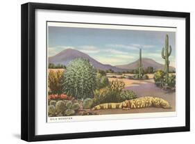 Gila Monster and Cacti-null-Framed Art Print