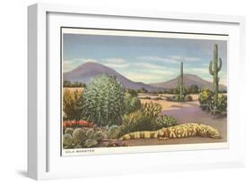 Gila Monster and Cacti-null-Framed Art Print