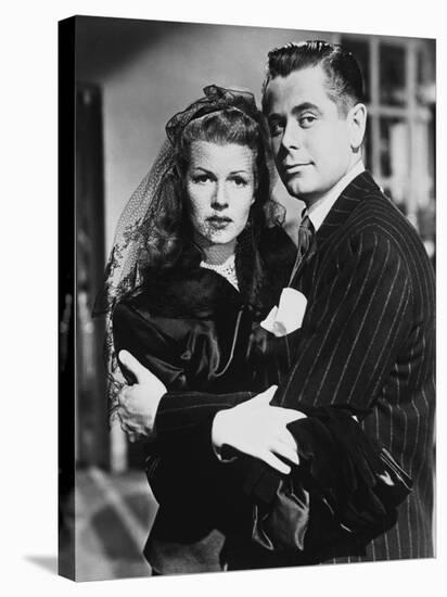 GILDA, 1946 directed by CHARLES VIDOR Rita Hayworth and Glenn Ford (b/w photo)-null-Stretched Canvas