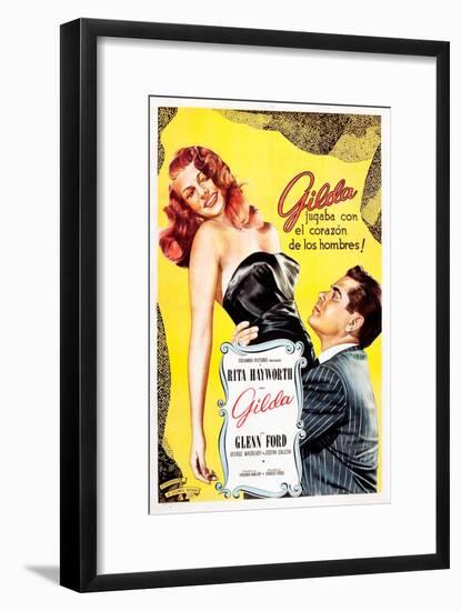 Gilda, Argentine Poster Art, Rita Hayworth, Glenn Ford, 1946-null-Framed Art Print