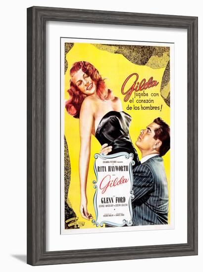 Gilda, Argentine Poster Art, Rita Hayworth, Glenn Ford, 1946-null-Framed Art Print