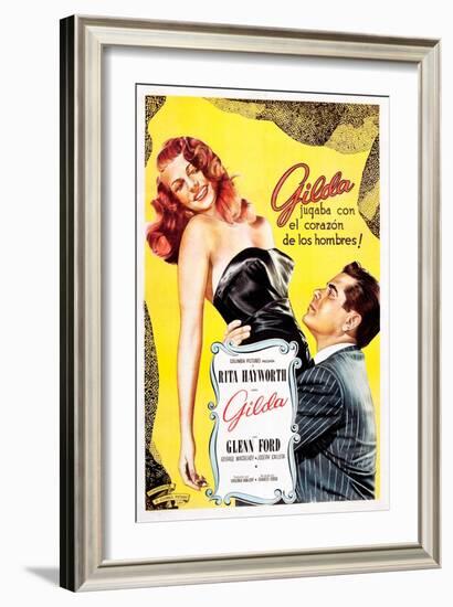 Gilda, Argentine Poster Art, Rita Hayworth, Glenn Ford, 1946-null-Framed Art Print