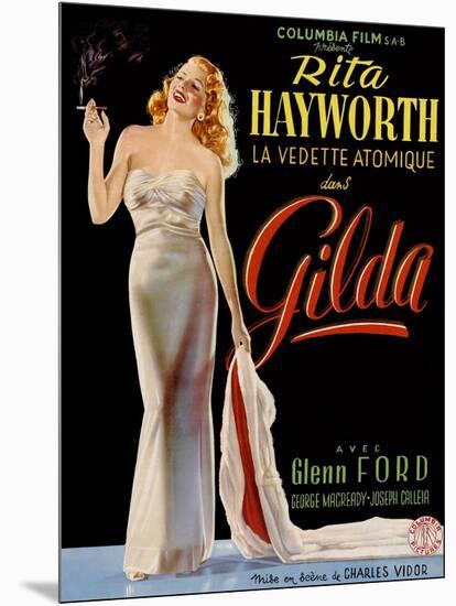 Gilda, Belgian Poster, Rita Hayworth, 1946-null-Mounted Art Print