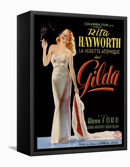 Gilda, Belgian Poster, Rita Hayworth, 1946-null-Framed Stretched Canvas