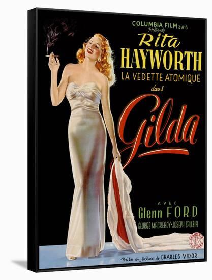 Gilda, Belgian Poster, Rita Hayworth, 1946-null-Framed Stretched Canvas