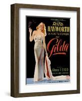 Gilda, Belgian Poster, Rita Hayworth, 1946-null-Framed Art Print