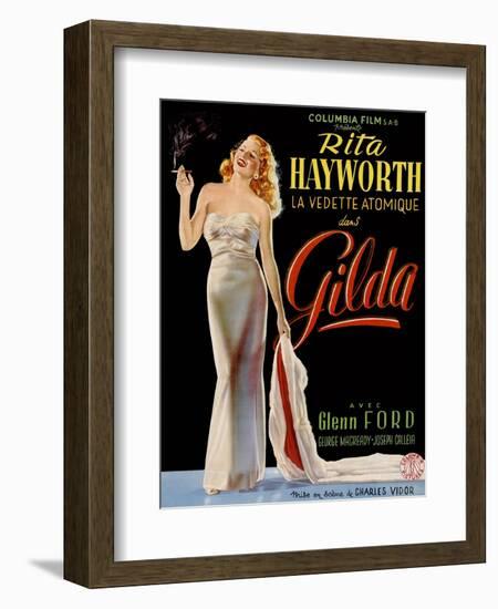 Gilda, Belgian Poster, Rita Hayworth, 1946-null-Framed Art Print