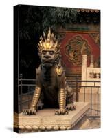 Gilded Bronze Lion at the Palace Museum, Beijing, China-Charles Crust-Stretched Canvas