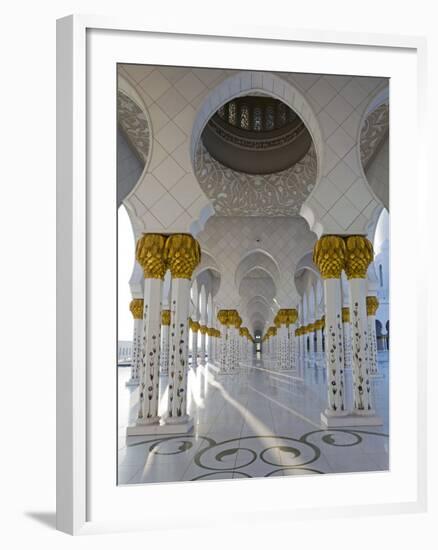 Gilded Columns of Sheikh Zayed Bin Sultan Al Nahyan Mosque, Abu Dhabi, United Arab Emirates-null-Framed Photographic Print