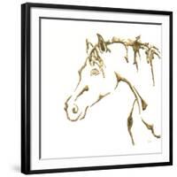 Gilded Cowpony On White-Chris Paschke-Framed Art Print