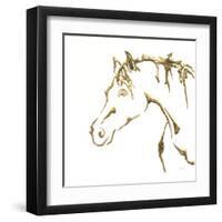 Gilded Cowpony On White-Chris Paschke-Framed Art Print