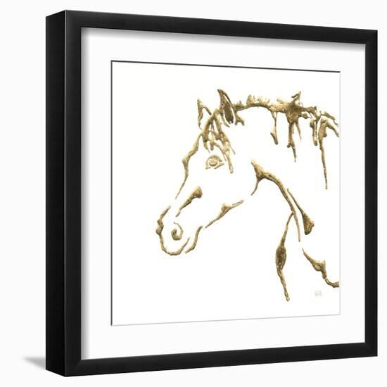 Gilded Cowpony On White-Chris Paschke-Framed Art Print