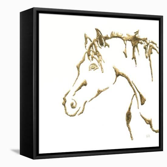 Gilded Cowpony On White-Chris Paschke-Framed Stretched Canvas