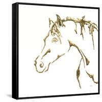 Gilded Cowpony On White-Chris Paschke-Framed Stretched Canvas