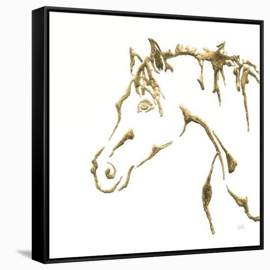 Gilded Cowpony On White-Chris Paschke-Framed Stretched Canvas