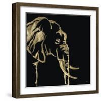 Gilded Elephant on Black-Chris Paschke-Framed Art Print