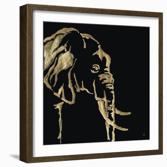 Gilded Elephant on Black-Chris Paschke-Framed Art Print