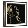 Gilded Elephant on Black-Chris Paschke-Framed Art Print