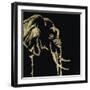 Gilded Elephant on Black-Chris Paschke-Framed Art Print