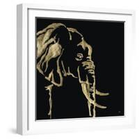 Gilded Elephant on Black-Chris Paschke-Framed Art Print