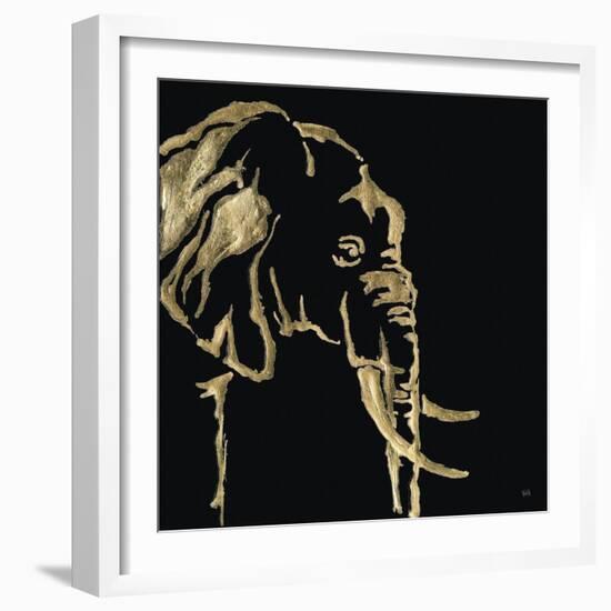 Gilded Elephant on Black-Chris Paschke-Framed Art Print